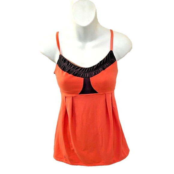 Lululemon Womens Yogi Dance Tank Top Size 4 Coral Gray Luon Ruched Ruffled - Picture 5 of 7